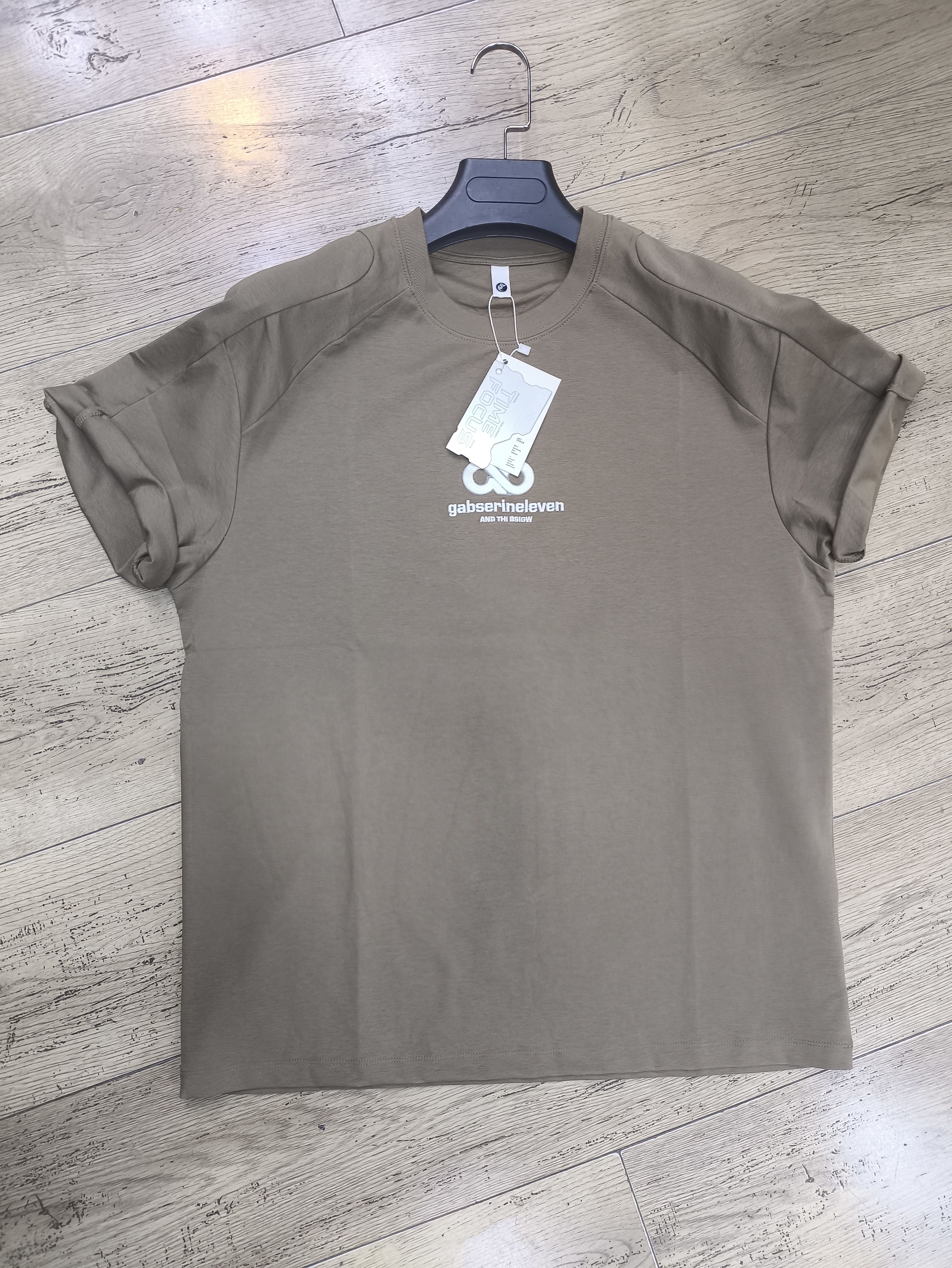Gabserine Eleven Taupe Short Sleeve Crew Neck Graphic T-Shirt