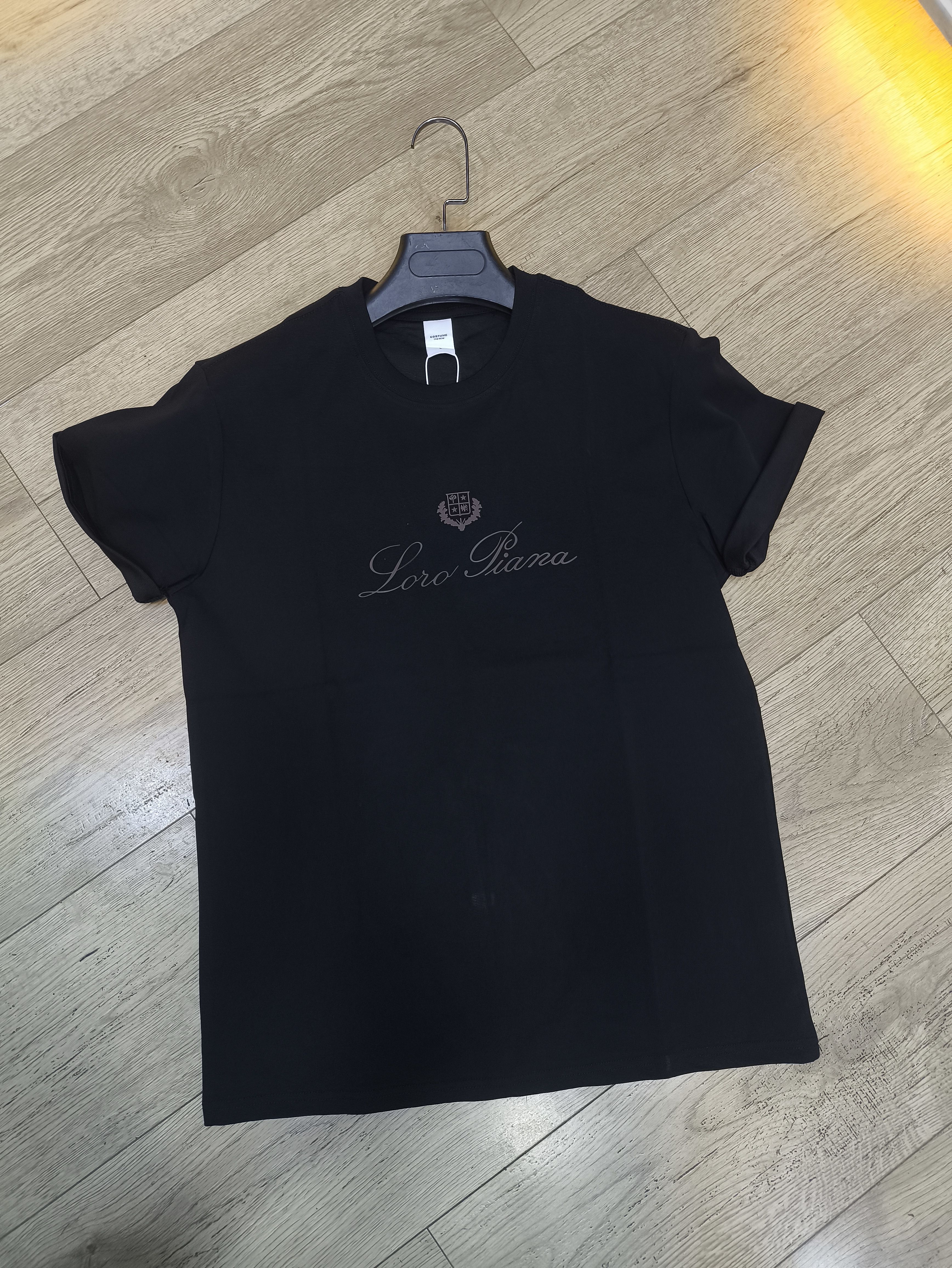Loro Piana Black Crew Neck T-Shirt With Chest Logo