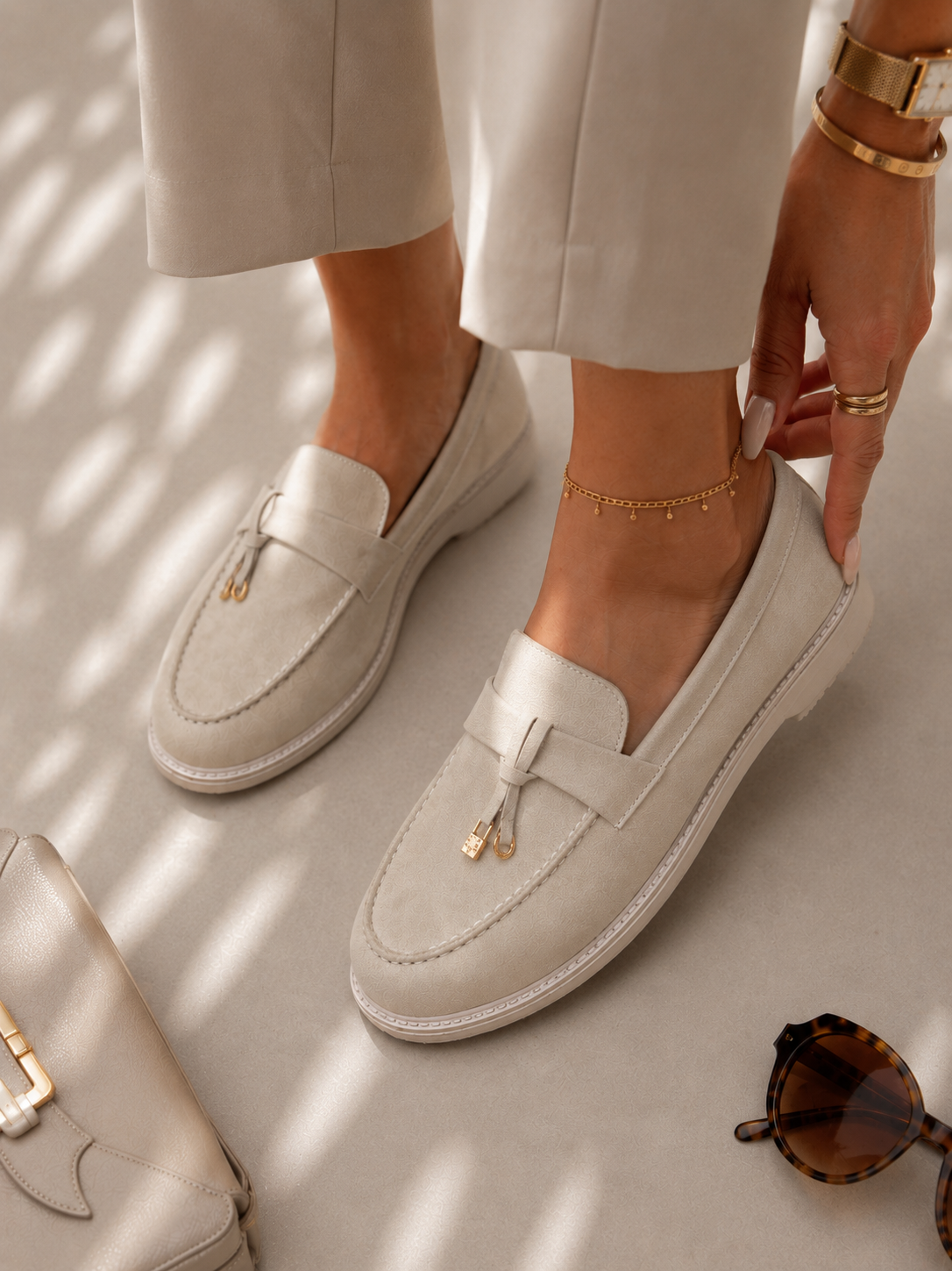 Women's Piana Buckle & Ring College Shoes, Leather, 2 Colors, Sizes 37-41, Everyday Wear
