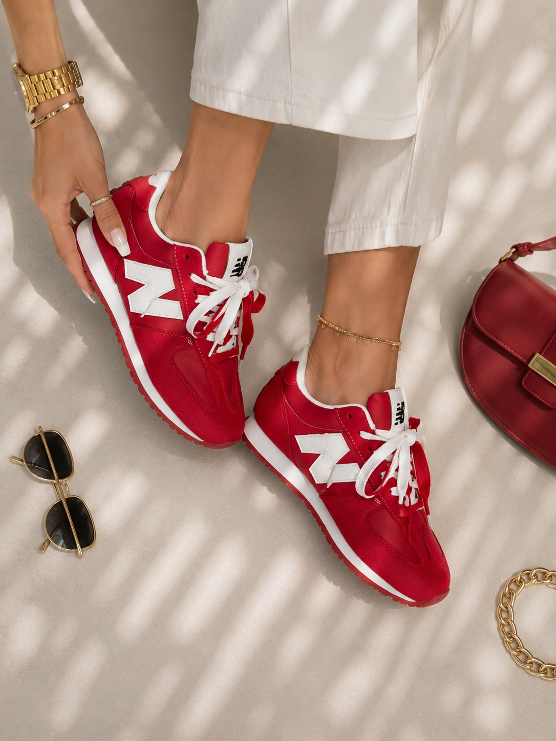 Women's New Balance-Style Sneakers, Leather, 1 Color, Sizes 37-40, Everyday Wear
