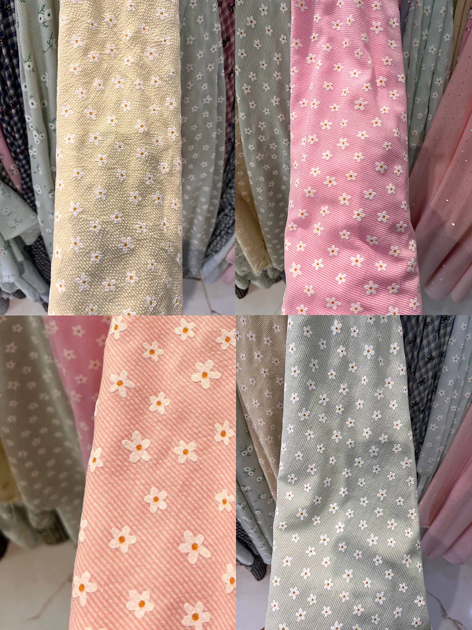 Linen fabric for kid clothes - Pastel Daisy Print