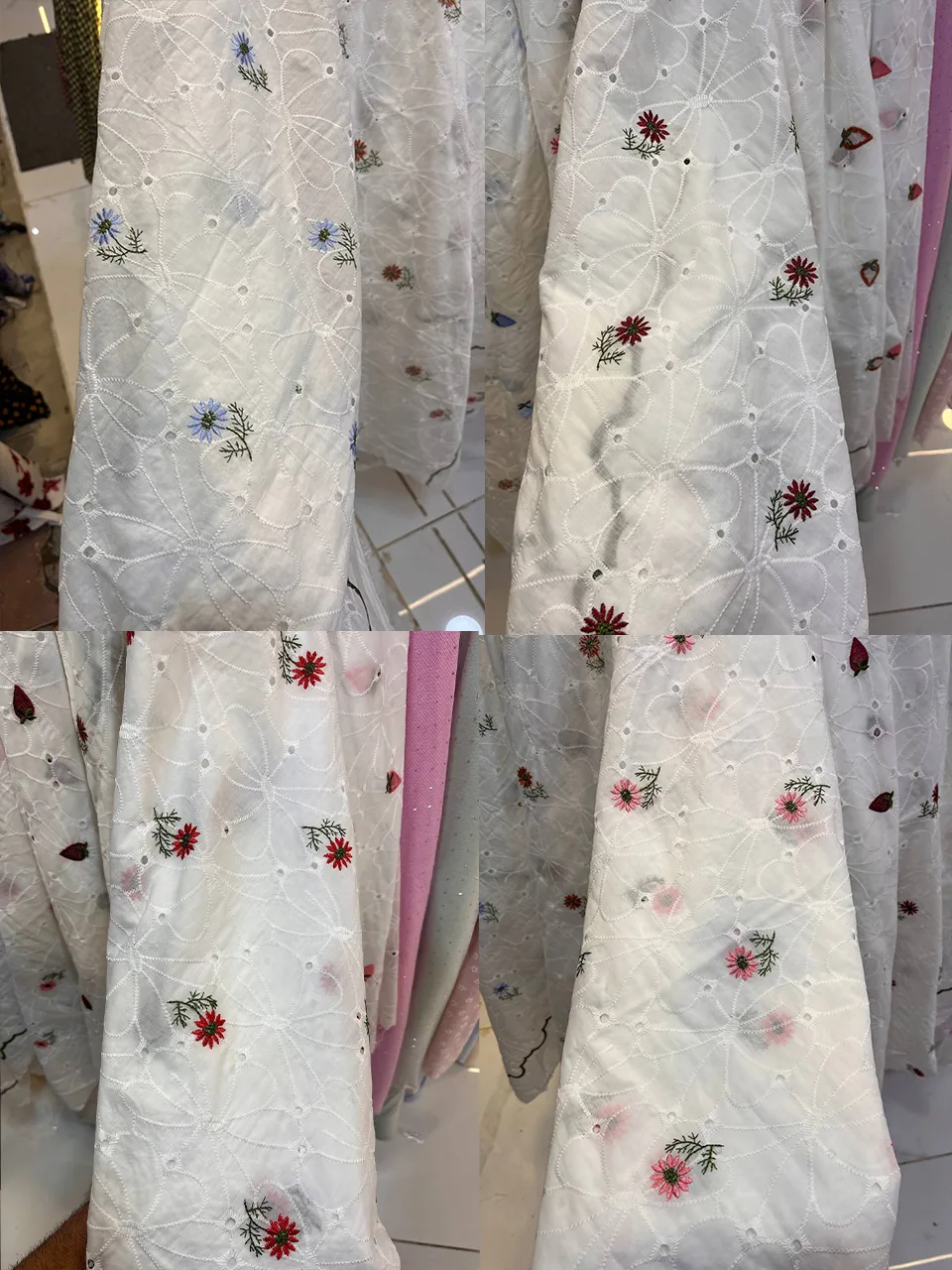 vesto fabric for kid clothes - White Embroidered Floral Eyelet
